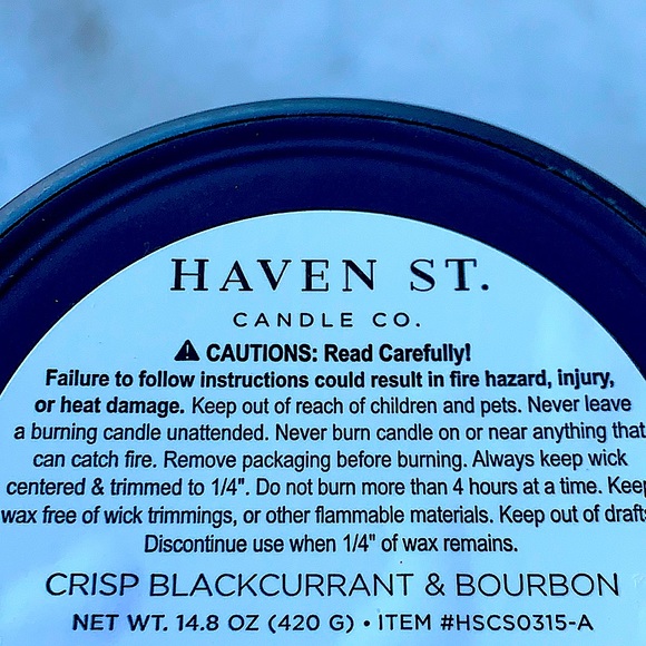 HAVEN STREET CANDLE “CRISP BLACKCURRANT + BOUBON” RICHLY SCENT NEW - Picture 3 of 3